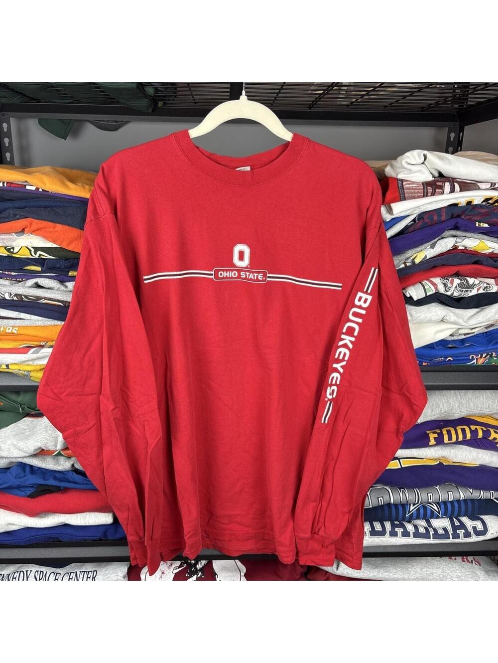 Vintage Y2K Ohio State Buckeyes Long Sleeve Tee Red M.J. Soffe XL Made in USA